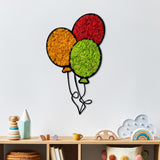 Decorațiune de perete din lemn Moss - Balloons, Roșu - Verde - Portocaliu, 62x36x1 cm