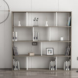 Bibliotecă Hodbi, Alb - Wenge, 145x25x145 cm