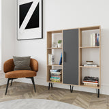 Bibliotecă Peoria, Stejar - Antracit, 120x25x142 cm