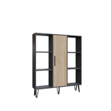 Bibliotecă Peoria, Stejar - Antracit, 120x25x142 cm