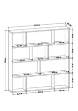 Bibliotecă Hodbi, Stejar - Antracit, 145x25x145 cm