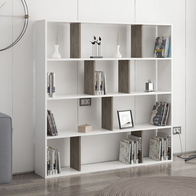 Bibliotecă Hodbi, Alb - Wenge, 145.2x25x145 cm, SKU 935CMN1113, imagine 1