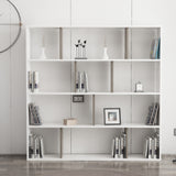 Bibliotecă Hodbi, Alb - Wenge, 145x25x145 cm