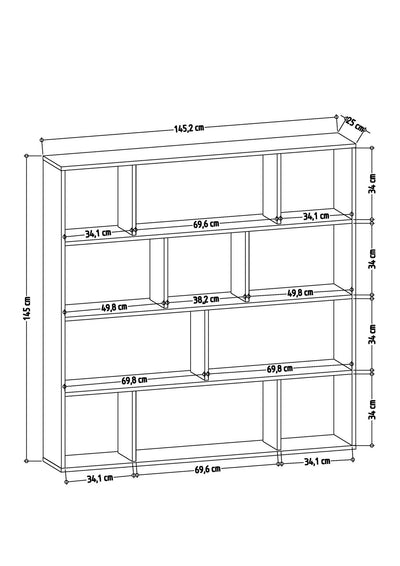 Bibliotecă Hodbi, Alb - Wenge, 145.2x25x145 cm, SKU 935CMN1113, imagine 4