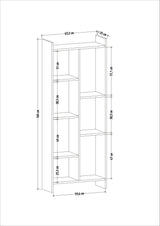 Bibliotecă Eden, Stejar - Antracit, 63x25x160 cm