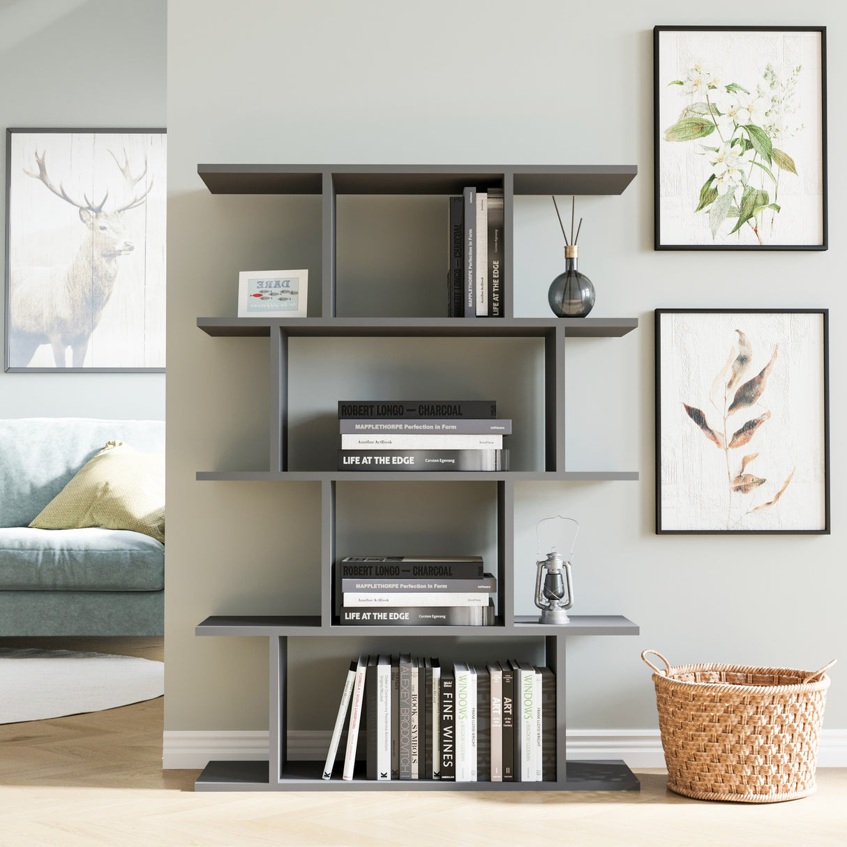 Bibliotecă Harmon, Diverse culori, 90x25x127 cm - Antracit | SKU: 935CMN1130 | Bibliotecă Harmon, 90x25x127 cm, varianta Antracit, produs pentru amenajarea locuinței, disponibil online în România la CasaMob