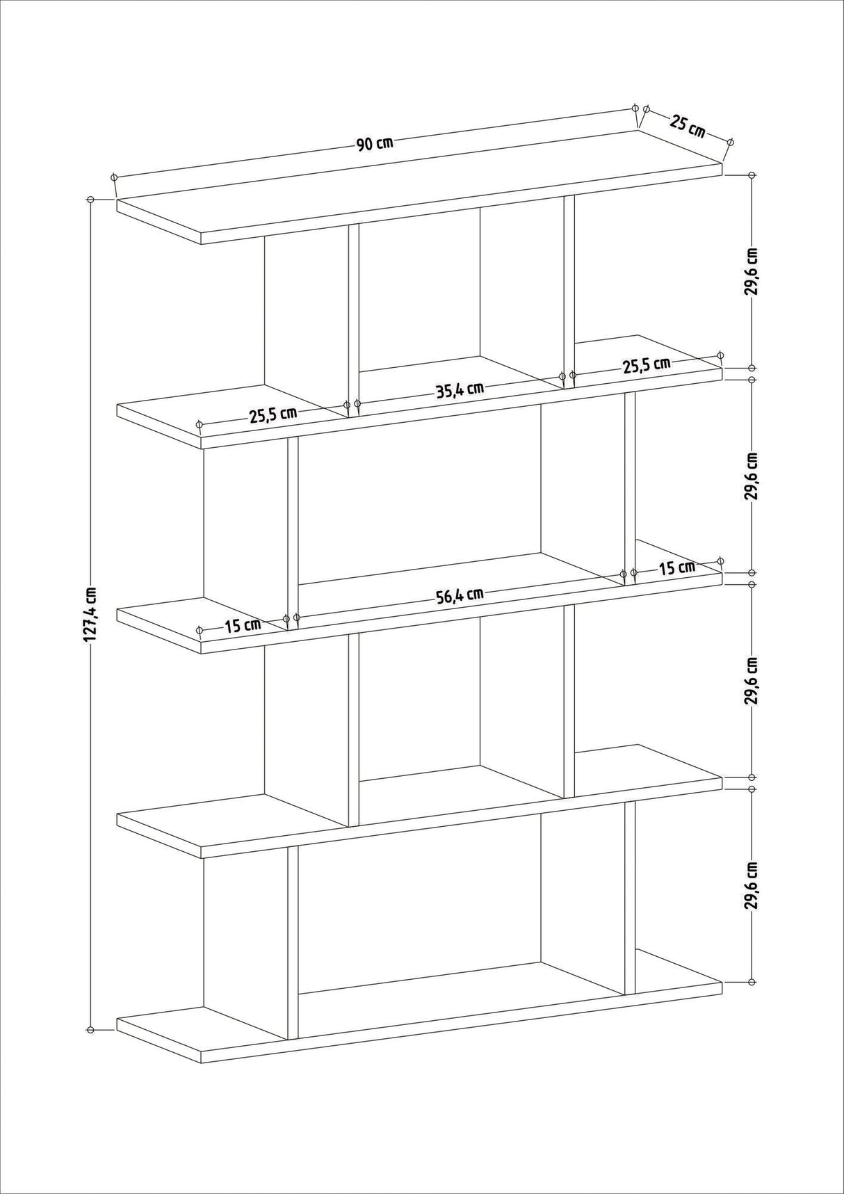 Bibliotecă Harmon, Diverse culori, 90x25x127 cm - Alb | SKU: 935CMN1133 | Bibliotecă Harmon, 90x25x127 cm, varianta Alb, produs pentru amenajarea locuinței, disponibil online în România la CasaMob