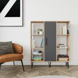Bibliotecă Peoria, Stejar - Antracit, 120x25x142 cm