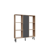 Bibliotecă Peoria, Stejar - Antracit, 120x25x142 cm
