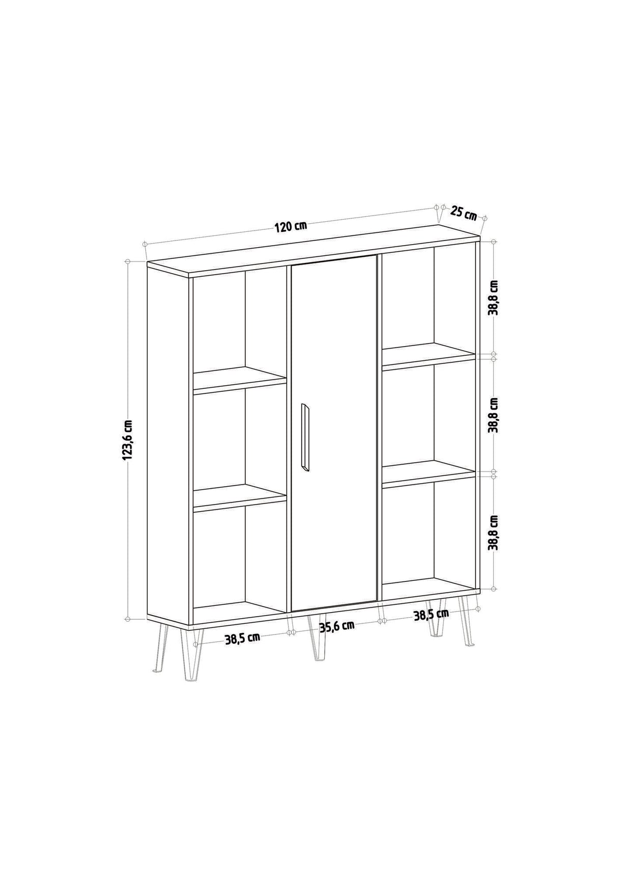 Bibliotecă Peoria, Stejar - Antracit, 120x25x142 cm