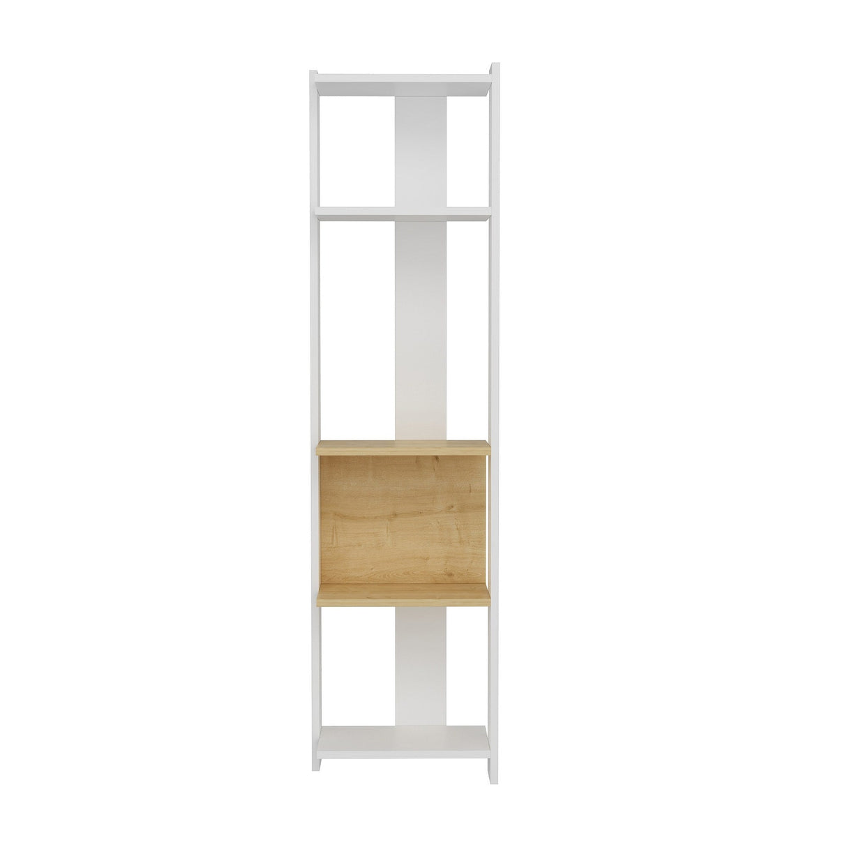 Bibliotecă Abis Narrow, Diverse culori, 44x27x165 cm - Alb - Stejar | SKU: 935CMN1151 | Bibliotecă Abis Narrow, 44x27x165 cm, varianta Alb - Stejar, produs pentru amenajarea locuinței, disponibil online în România la CasaMob