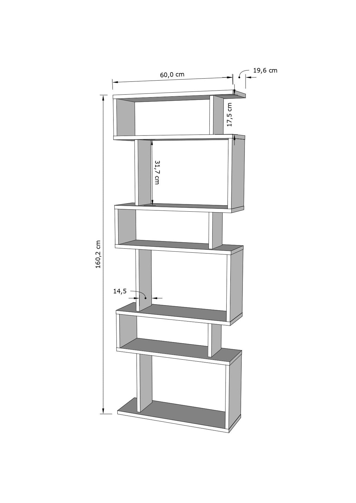Bibliotecă Bates, Diverse culori, 60x20x160 cm - Stejar | SKU: 935CMN1171 | Bibliotecă Bates, 60x20x160 cm, varianta Stejar, produs pentru amenajarea locuinței, disponibil online în România la CasaMob