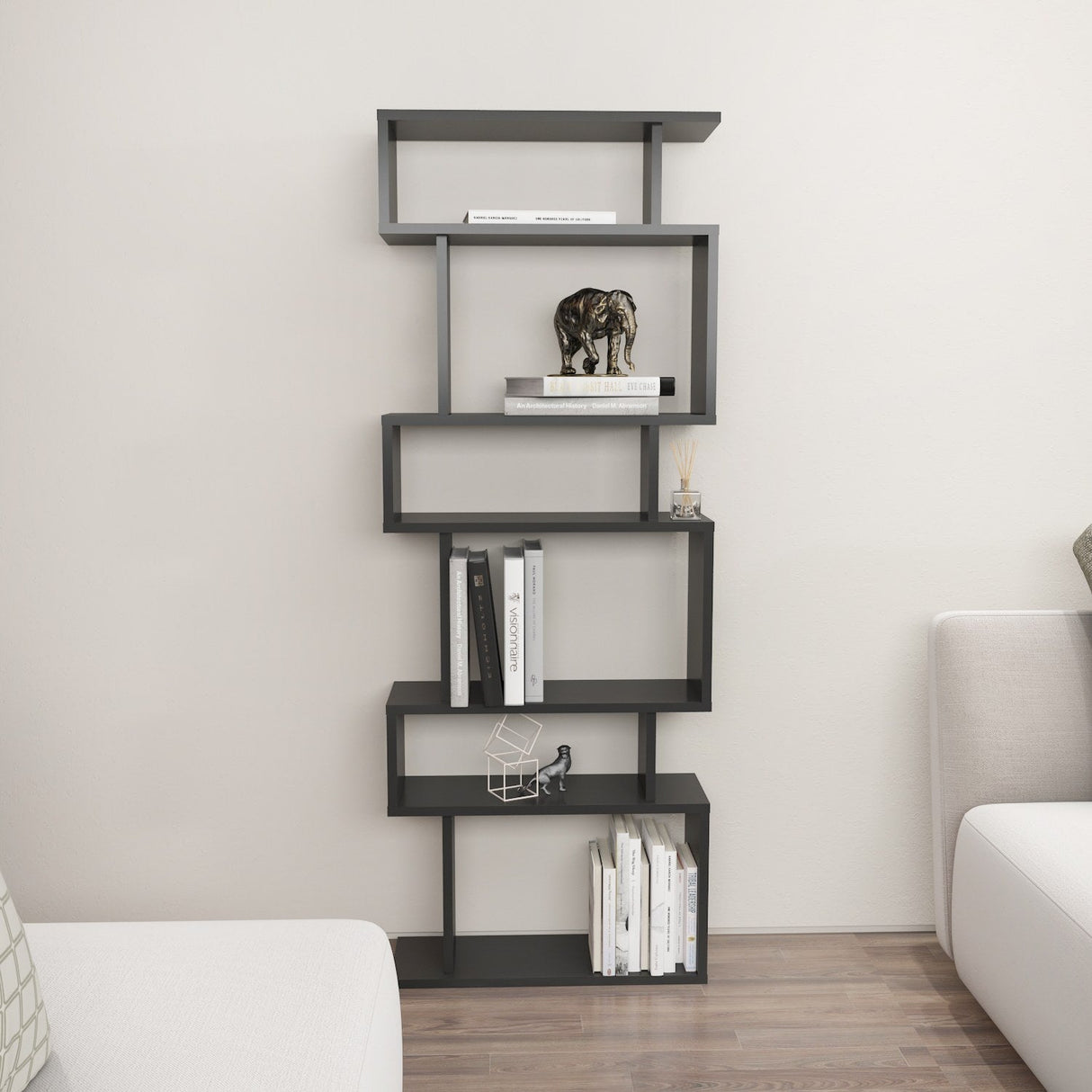 Bibliotecă Bates, Diverse culori, 60x20x160 cm - Antracit | SKU: 935CMN1172 | Bibliotecă Bates, 60x20x160 cm, varianta Antracit, produs pentru amenajarea locuinței, disponibil online în România la CasaMob