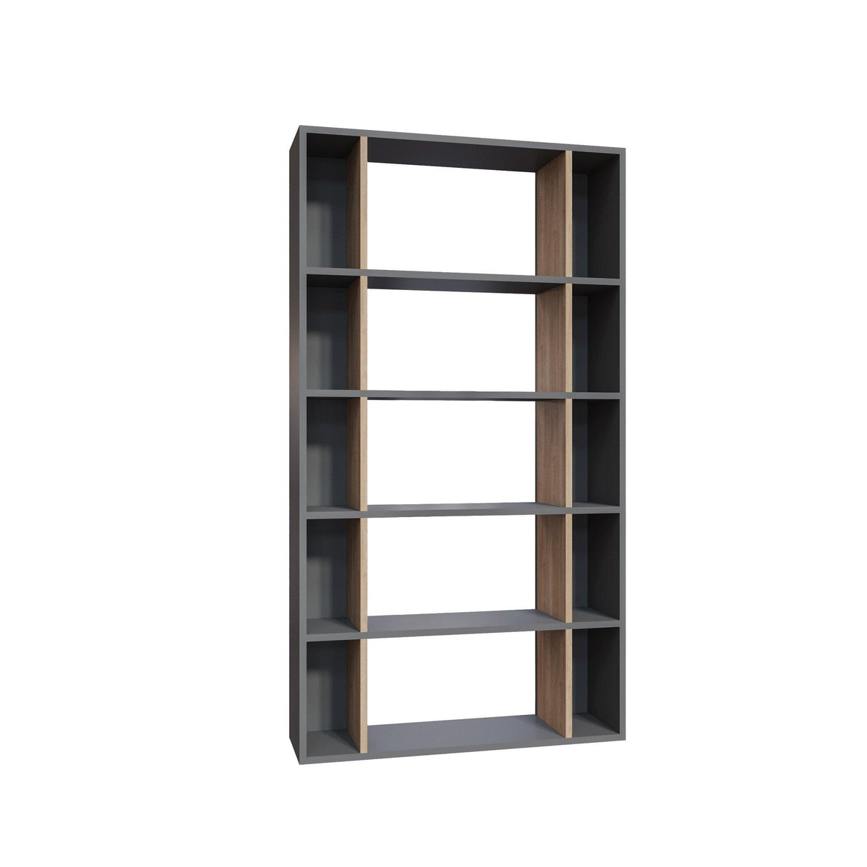Bibliotecă Sanborn, Diverse culori, 90x25x164 cm - Antracit - Stejar | SKU: 935CMN1231 | Bibliotecă Sanborn, 90x25x164 cm, varianta Antracit - Stejar, produs pentru amenajarea locuinței, disponibil online în România la CasaMob