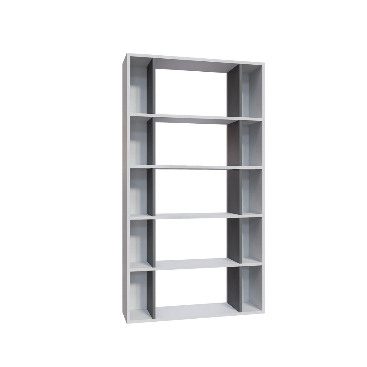 Bibliotecă Sanborn, Diverse culori, 90x25x164 cm - Alb - Antracit | SKU: 935CMN1228 | Bibliotecă Sanborn, 90x25x164 cm, varianta Alb - Antracit, produs pentru amenajarea locuinței, disponibil online în România la CasaMob
