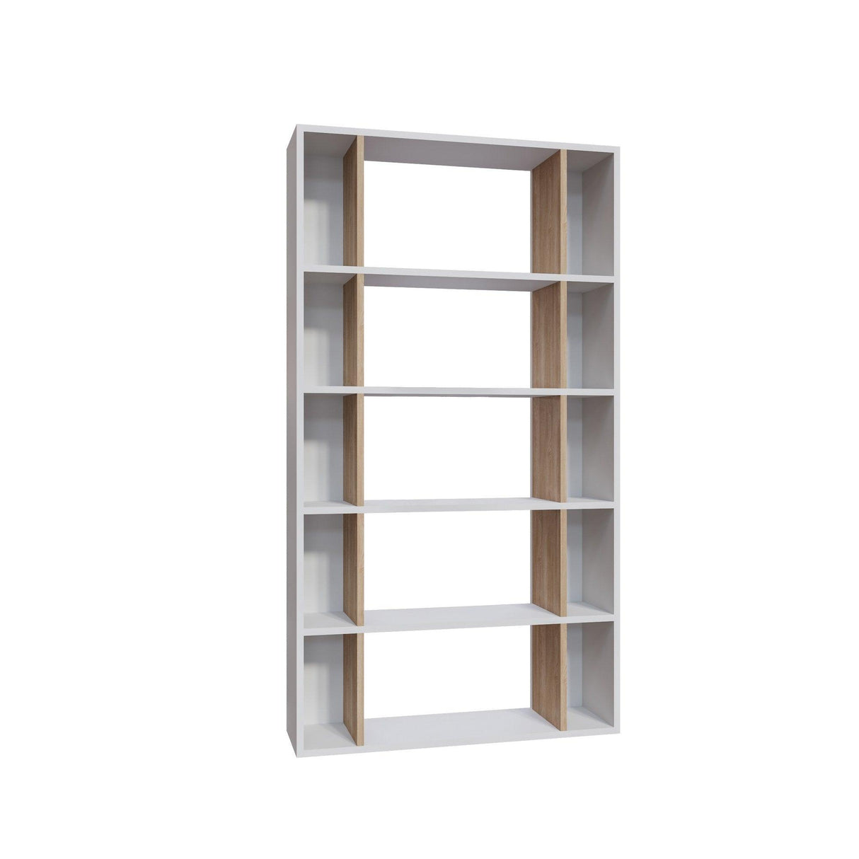 Bibliotecă Sanborn, Diverse culori, 90x25x164 cm - Alb - Stejar | SKU: 935CMN1229 | Bibliotecă Sanborn, 90x25x164 cm, varianta Alb - Stejar, produs pentru amenajarea locuinței, disponibil online în România la CasaMob