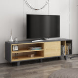 Comodă TV Rosmar, Stejar - Antracit, 160x35x49 cm