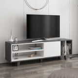 Comodă TV Rosmar, Alb - Antracit, 160x35x49 cm