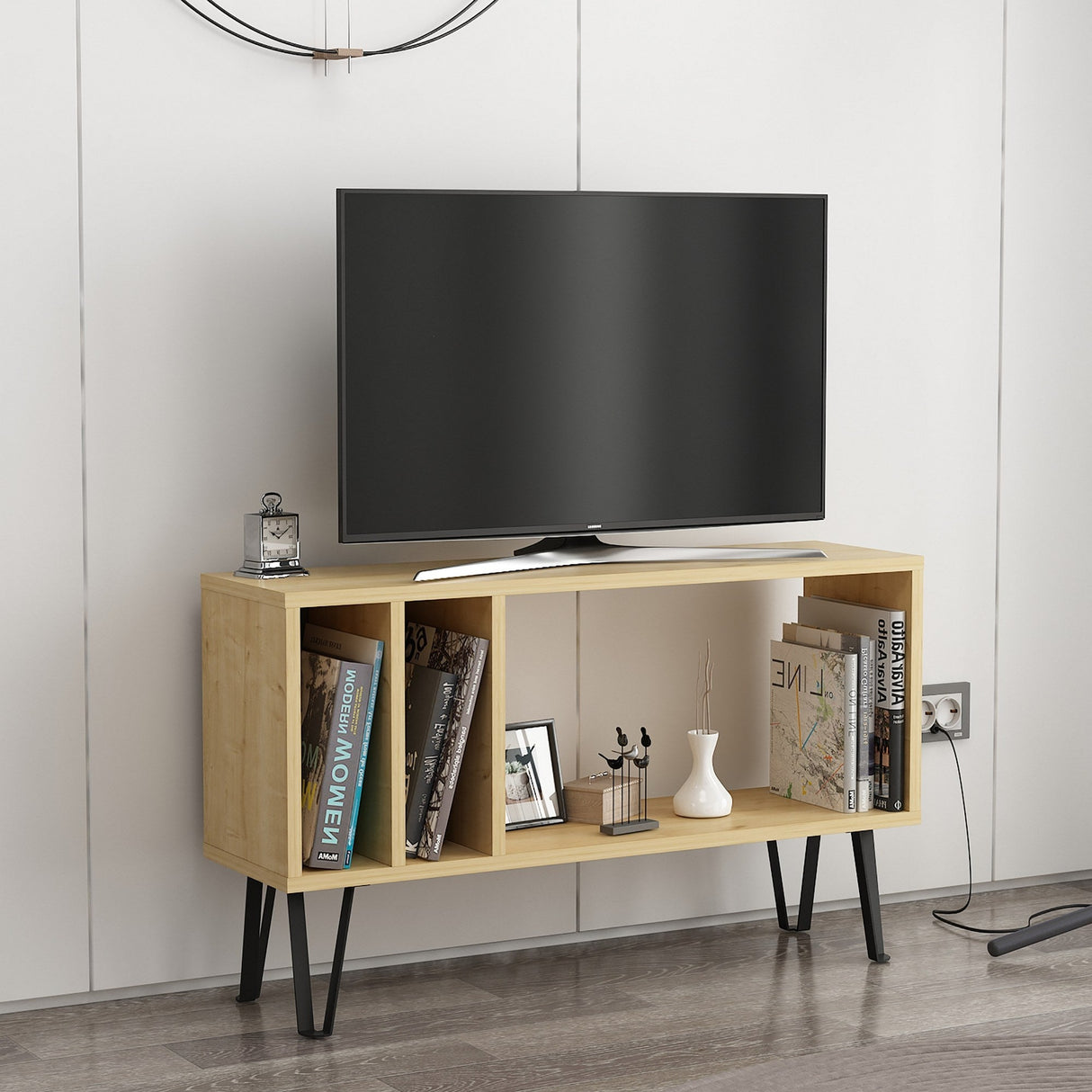 Comodă TV Arven, Diverse culori, Diverse dimensiuni - Stejar - Antracit - 90x25x53 cm | SKU: 935CMN1415 | Comodă TV Arven, varianta Stejar - Antracit - 90x25x53 cm, produs pentru amenajarea locuinței, disponibil online în România la CasaMob