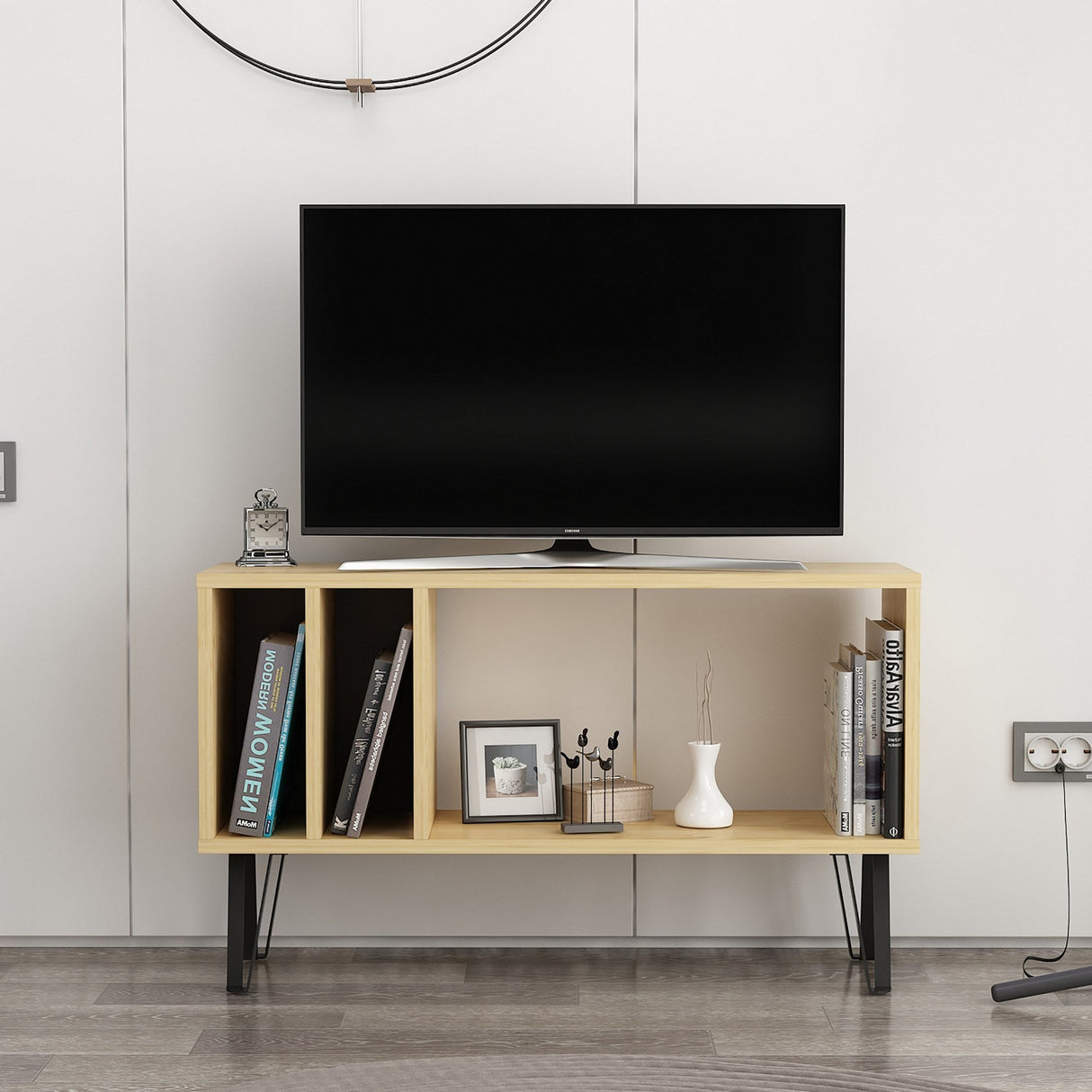 Comodă TV Arven, Diverse culori, Diverse dimensiuni - Stejar - Antracit - 90x25x53 cm | SKU: 935CMN1415 | Comodă TV Arven, varianta Stejar - Antracit - 90x25x53 cm, produs pentru amenajarea locuinței, disponibil online în România la CasaMob