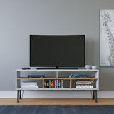 Comodă TV Ebuda, Diverse culori, 120x25x47 cm - Alb - Stejar | SKU: 935CMN1427 | Comodă TV Ebuda, 120x25x47 cm, varianta Alb - Stejar, produs pentru amenajarea locuinței, disponibil online în România la CasaMob
