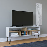 Comodă TV Ebuda, Diverse culori, 120x25x47 cm - Alb - Stejar | SKU: 935CMN1427 | Comodă TV Ebuda, 120x25x47 cm, varianta Alb - Stejar, produs pentru amenajarea locuinței, disponibil online în România la CasaMob