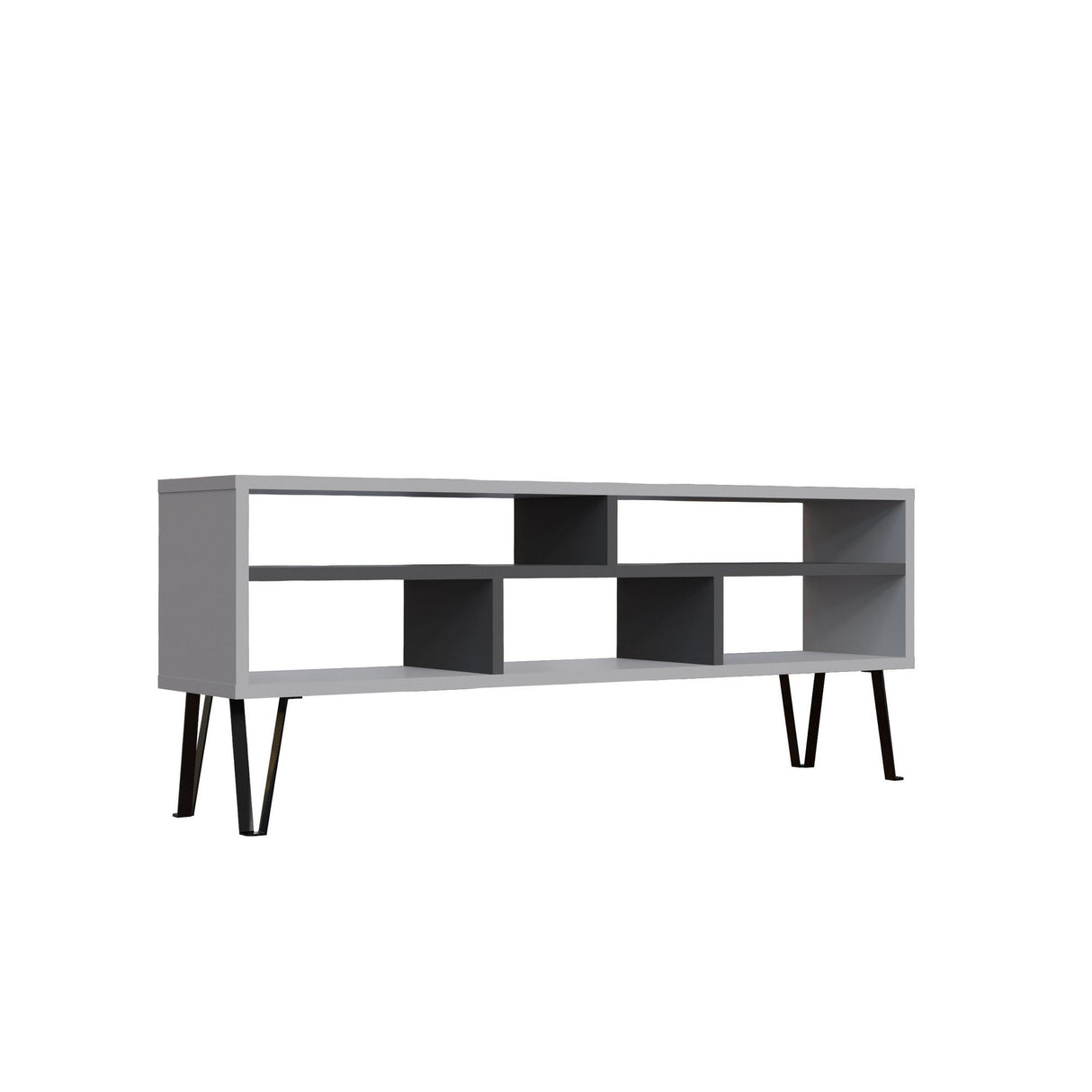Comodă TV Ebuda, Diverse culori, 120x25x47 cm - Alb - Antracit | SKU: 935CMN1428 | Comodă TV Ebuda, 120x25x47 cm, varianta Alb - Antracit, produs pentru amenajarea locuinței, disponibil online în România la CasaMob