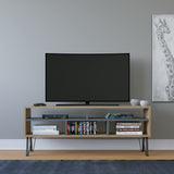 Comodă TV Ebuda, Diverse culori, 120x25x47 cm - Stejar - Antracit | SKU: 935CMN1431 | Comodă TV Ebuda, 120x25x47 cm, varianta Stejar - Antracit, produs pentru amenajarea locuinței, disponibil online în România la CasaMob