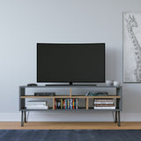 Comodă TV Ebuda, Diverse culori, 120x25x47 cm - Antracit - Stejar | SKU: 935CMN1433 | Comodă TV Ebuda, 120x25x47 cm, varianta Antracit - Stejar, produs pentru amenajarea locuinței, disponibil online în România la CasaMob