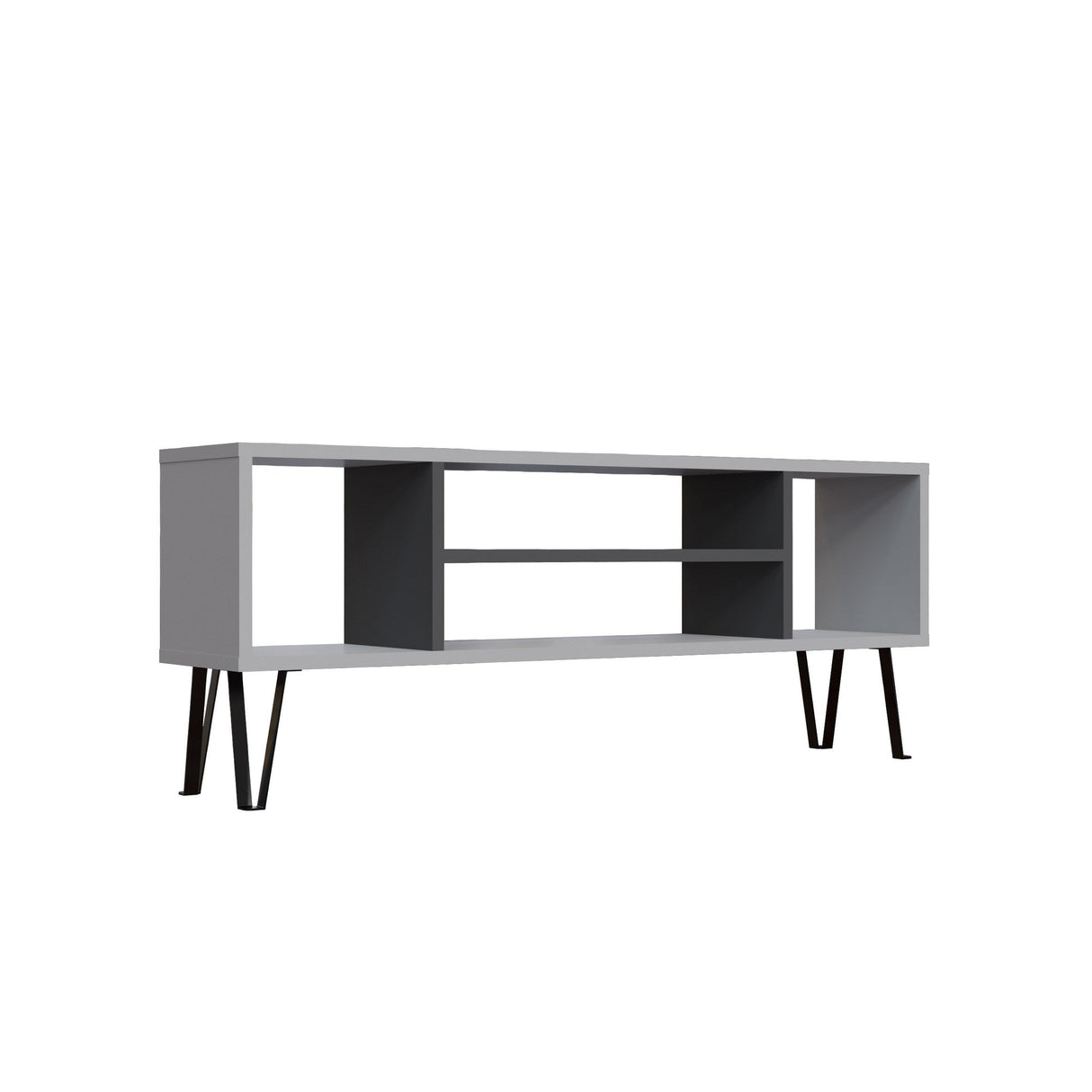 Comodă TV Garvin, Diverse culori, 120x25x47 cm - Alb - Antracit | SKU: 935CMN1437 | Comodă TV Garvin, 120x25x47 cm, varianta Alb - Antracit, produs pentru amenajarea locuinței, disponibil online în România la CasaMob