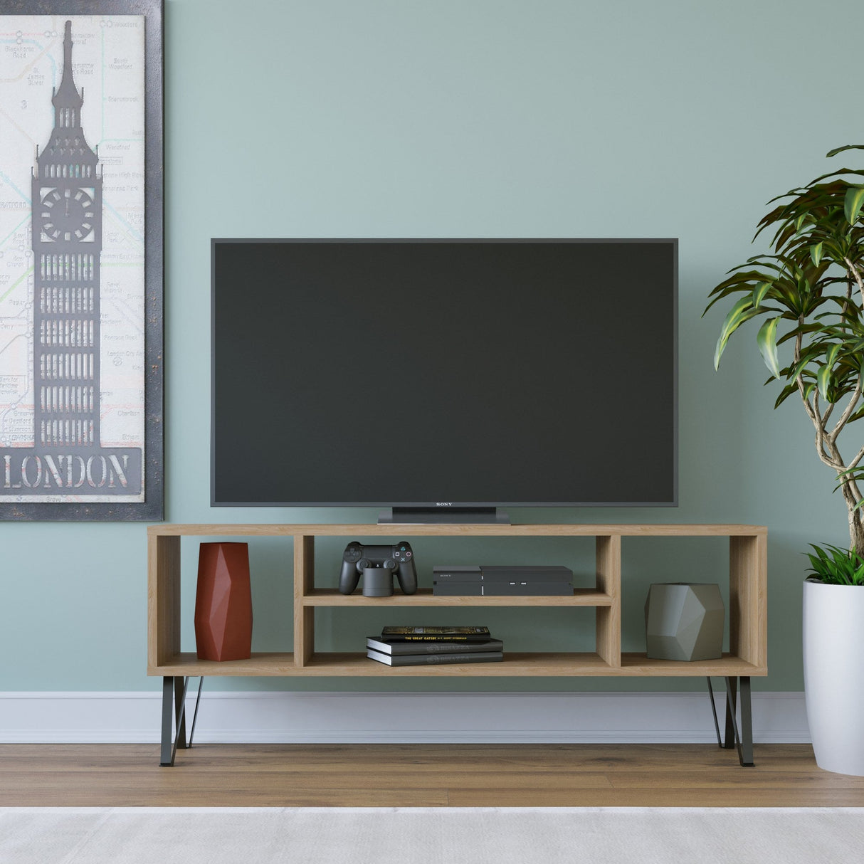 Comodă TV Garvin, Diverse culori, 120x25x47 cm - Stejar - Stejar | SKU: 935CMN1439 | Comodă TV Garvin, 120x25x47 cm, varianta Stejar - Stejar, produs pentru amenajarea locuinței, disponibil online în România la CasaMob