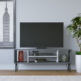 Comodă TV Garvin, Diverse culori, 120x25x47 cm - Antracit - Alb | SKU: 935CMN1441 | Comodă TV Garvin, 120x25x47 cm, varianta Antracit - Alb, produs pentru amenajarea locuinței, disponibil online în România la CasaMob