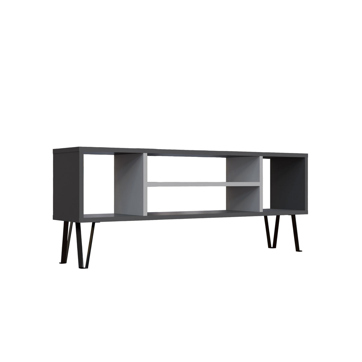 Comodă TV Garvin, Diverse culori, 120x25x47 cm - Antracit - Alb | SKU: 935CMN1441 | Comodă TV Garvin, 120x25x47 cm, varianta Antracit - Alb, produs pentru amenajarea locuinței, disponibil online în România la CasaMob