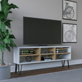 Comodă TV Judd, Diverse culori, 120x25x47 cm - Alb - Stejar | SKU: 935CMN1445 | Comodă TV Judd, 120x25x47 cm, varianta Alb - Stejar, produs pentru amenajarea locuinței, disponibil online în România la CasaMob