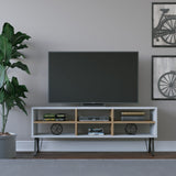 Comodă TV Judd, Diverse culori, 120x25x47 cm - Alb - Stejar | SKU: 935CMN1445 | Comodă TV Judd, 120x25x47 cm, varianta Alb - Stejar, produs pentru amenajarea locuinței, disponibil online în România la CasaMob