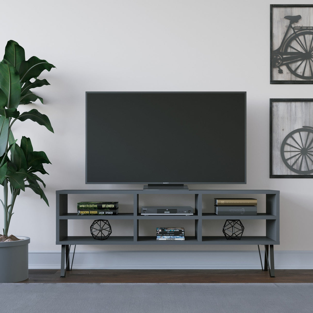 Comodă TV Judd, Diverse culori, 120x25x47 cm - Antracit | SKU: 935CMN1452 | Comodă TV Judd, 120x25x47 cm, varianta Antracit, produs pentru amenajarea locuinței, disponibil online în România la CasaMob
