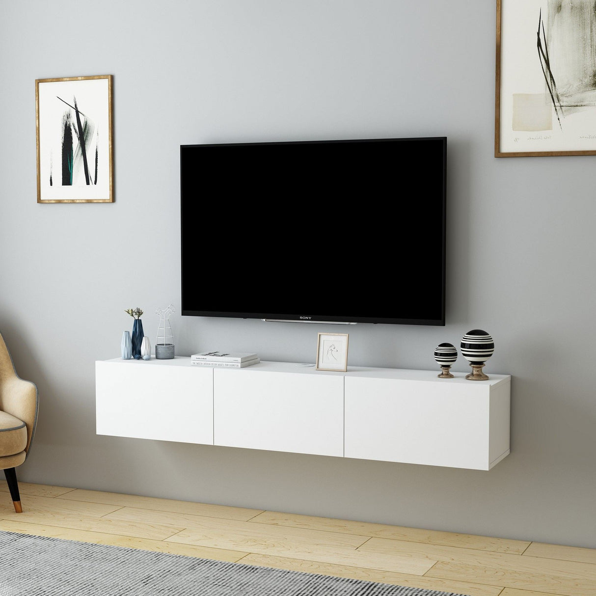 Comodă TV Denby, Diverse culori, 160x31x30 cm - Alb | SKU: 935CMN1454 | Comodă TV Denby, 160x31x30 cm, varianta Alb, produs pentru amenajarea locuinței, disponibil online în România la CasaMob