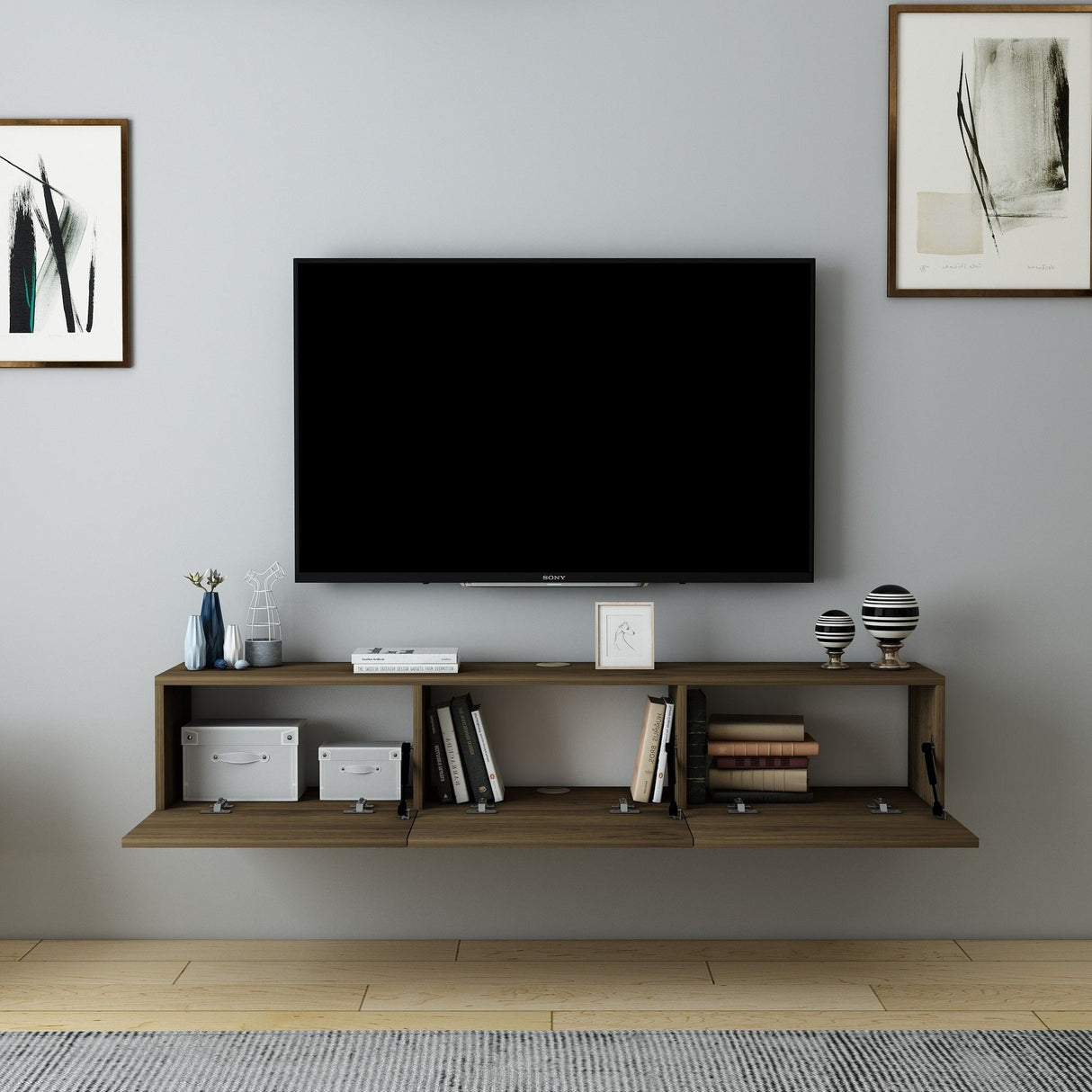 Comodă TV Denby, Diverse culori, 160x31x30 cm - Nuc | SKU: 935CMN1455 | Comodă TV Denby, 160x31x30 cm, varianta Nuc, produs pentru amenajarea locuinței, disponibil online în România la CasaMob