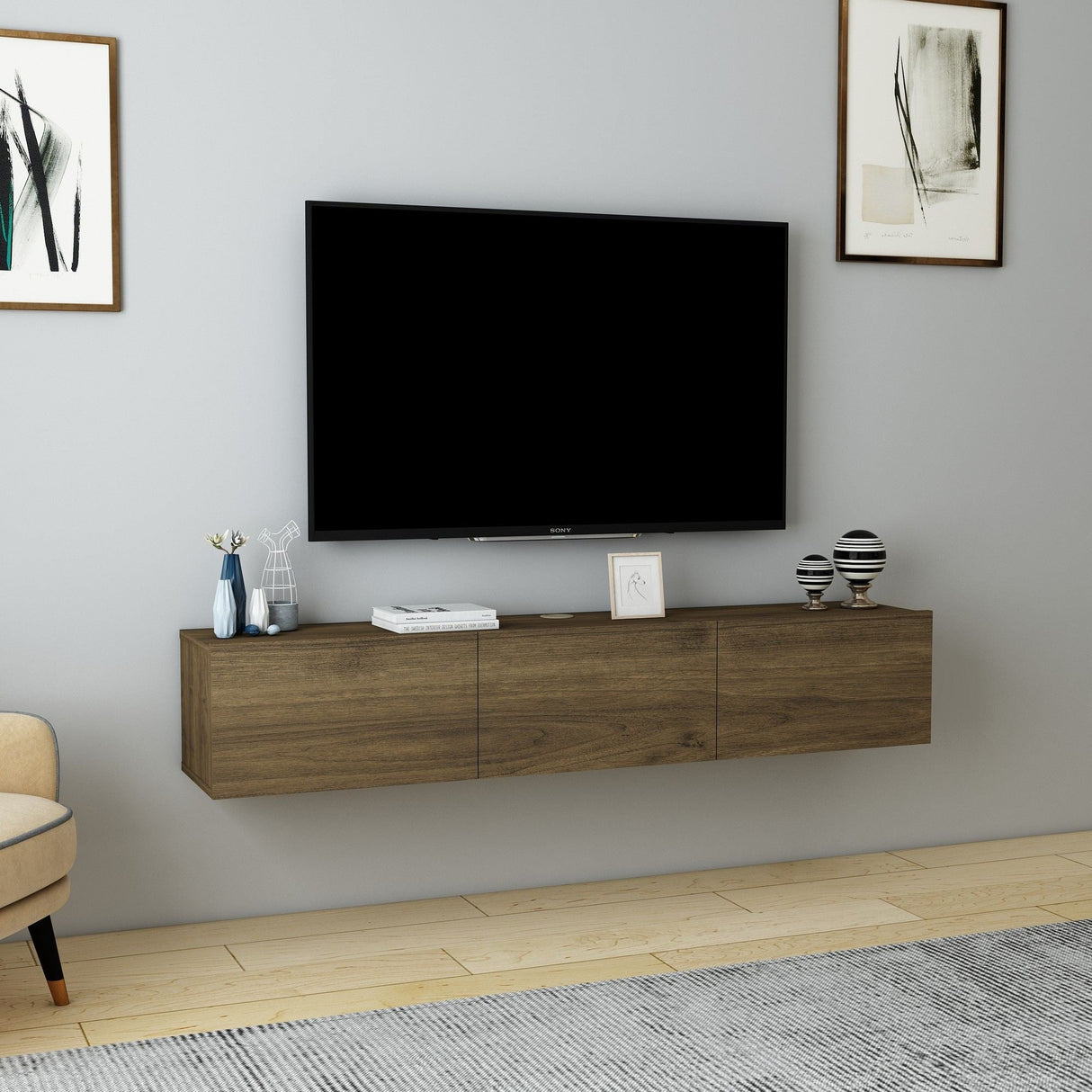 Comodă TV Denby, Diverse culori, 160x31x30 cm - Nuc | SKU: 935CMN1455 | Comodă TV Denby, 160x31x30 cm, varianta Nuc, produs pentru amenajarea locuinței, disponibil online în România la CasaMob