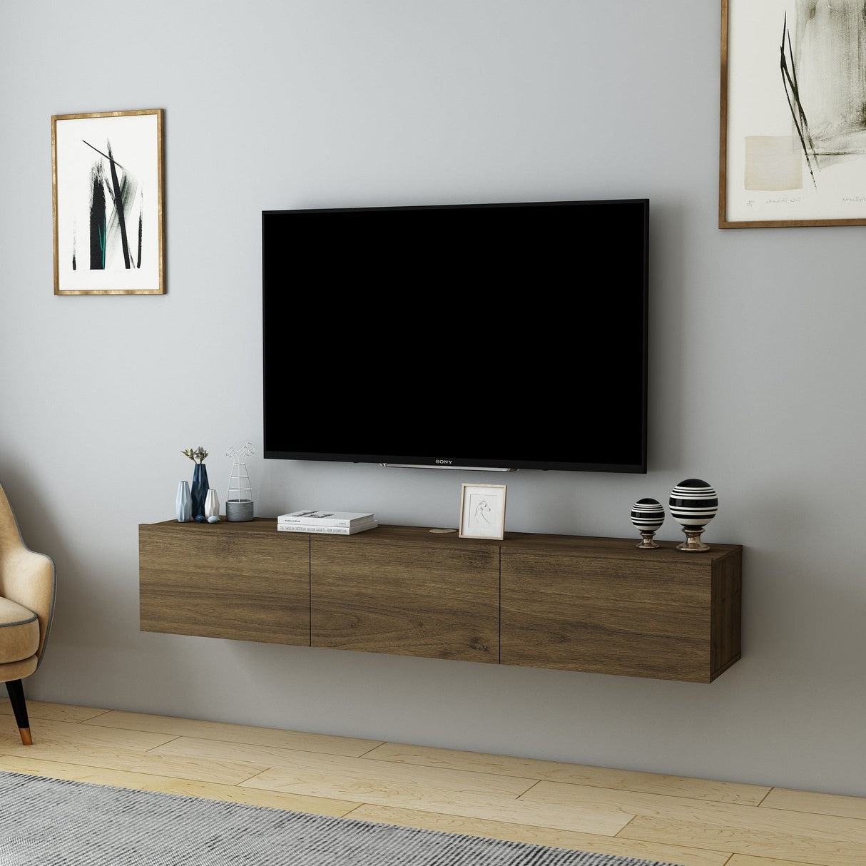 Comodă TV Denby, Diverse culori, 160x31x30 cm - Nuc | SKU: 935CMN1455 | Comodă TV Denby, 160x31x30 cm, varianta Nuc, produs pentru amenajarea locuinței, disponibil online în România la CasaMob