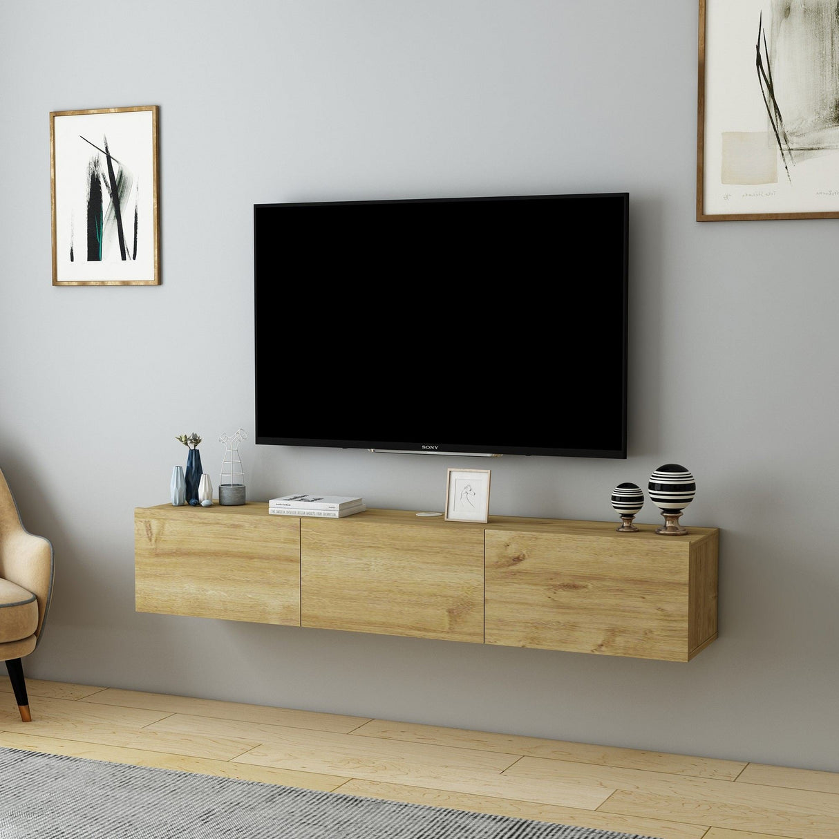 Comodă TV Denby, Diverse culori, 160x31x30 cm - Stejar | SKU: 935CMN1456 | Comodă TV Denby, 160x31x30 cm, varianta Stejar, produs pentru amenajarea locuinței, disponibil online în România la CasaMob