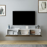 Comodă TV Denby, Diverse culori, 160x31x30 cm - Alb - Nuc | SKU: 935CMN1458 | Comodă TV Denby, 160x31x30 cm, varianta Alb - Nuc, produs pentru amenajarea locuinței, disponibil online în România la CasaMob