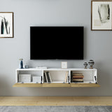 Comodă TV Denby, Diverse culori, 160x31x30 cm - Alb - Stejar | SKU: 935CMN1459 | Comodă TV Denby, 160x31x30 cm, varianta Alb - Stejar, produs pentru amenajarea locuinței, disponibil online în România la CasaMob