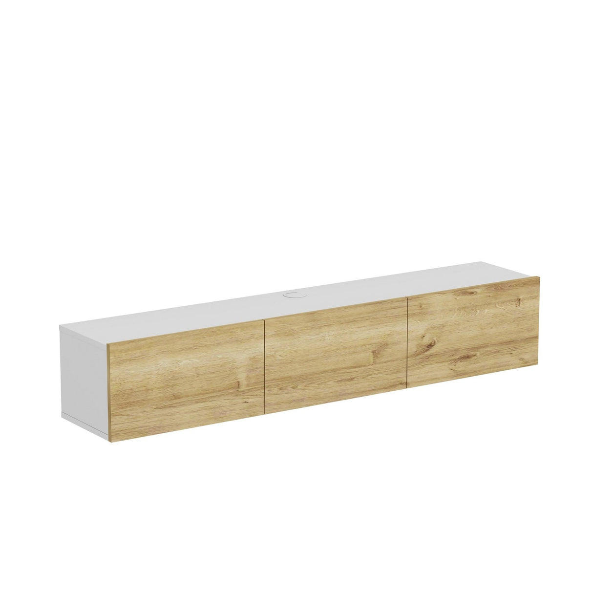 Comodă TV Denby, Diverse culori, 160x31x30 cm - Alb - Stejar | SKU: 935CMN1459 | Comodă TV Denby, 160x31x30 cm, varianta Alb - Stejar, produs pentru amenajarea locuinței, disponibil online în România la CasaMob