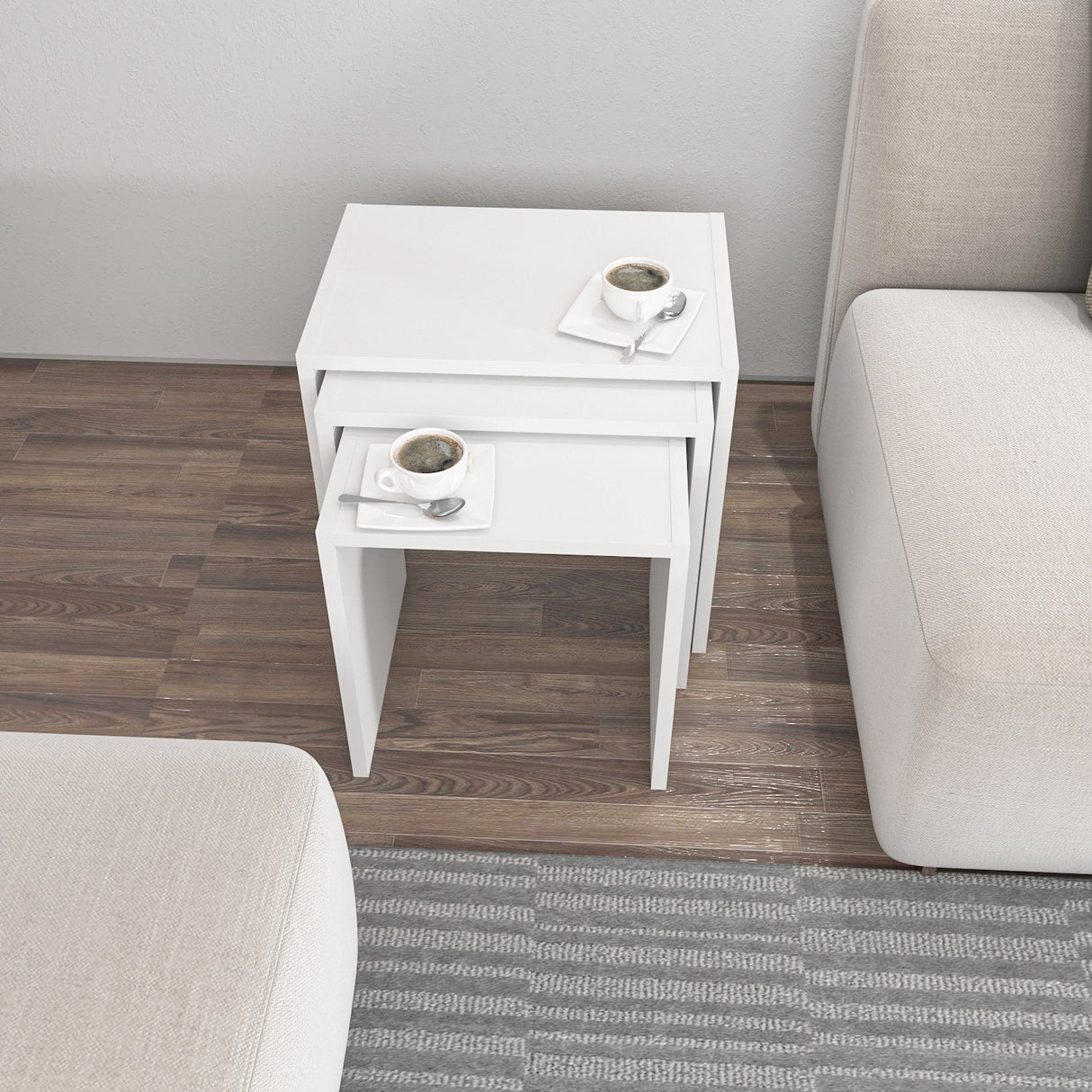 Măsuță de cafea Nora, Diverse culori, 49x35x45 cm - Alb | SKU: 935CMN2205 | Măsuță de cafea Nora, 49x35x45 cm, varianta Alb, produs pentru amenajarea locuinței, disponibil online în România la CasaMob