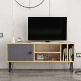 Comodă TV Arven, Diverse culori, Diverse dimensiuni - Stejar - Antracit - 120x25x52 cm | SKU: 935CMN2301 | Comodă TV Arven, varianta Stejar - Antracit - 120x25x52 cm, produs pentru amenajarea locuinței, disponibil online în România la CasaMob