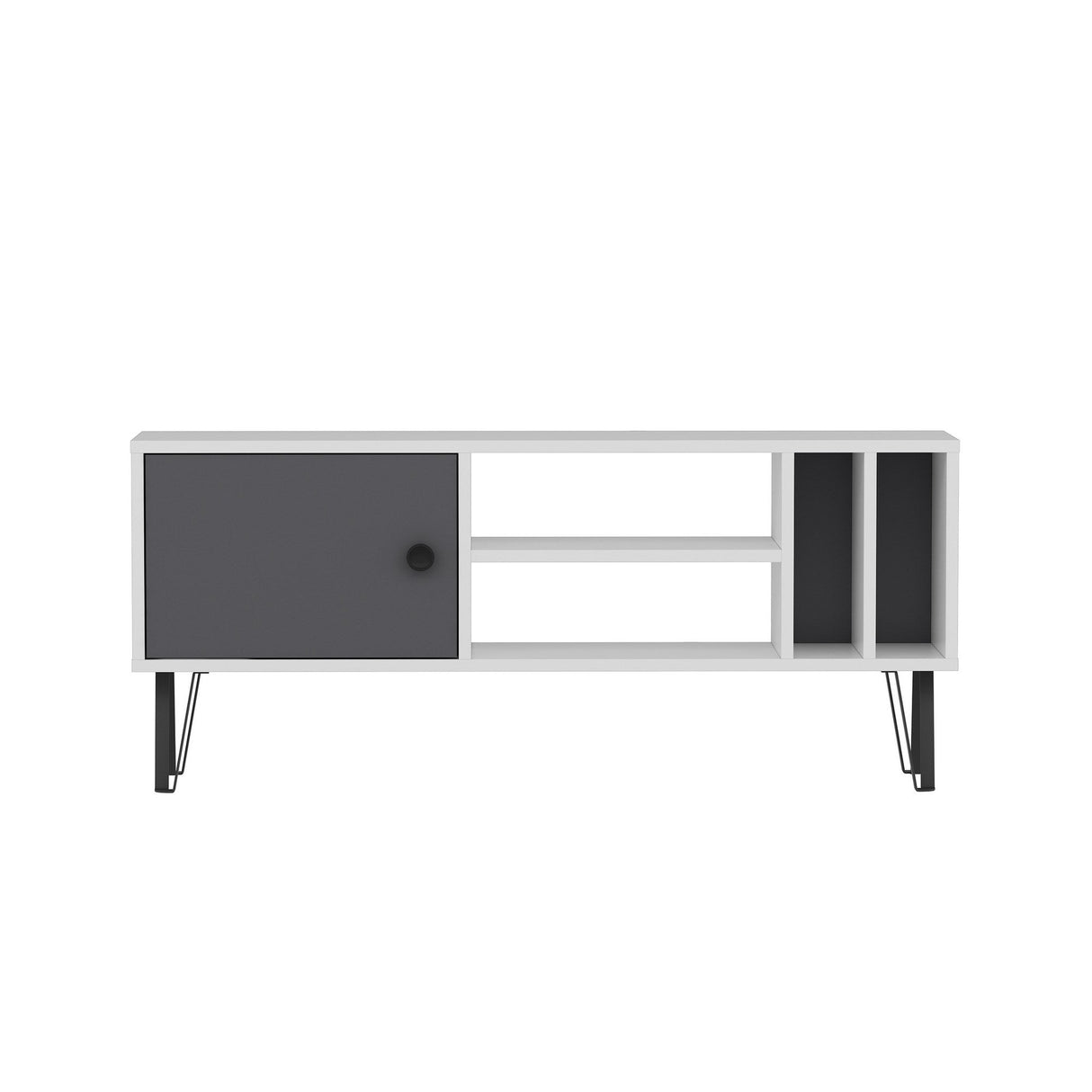Comodă TV Arven, Diverse culori, Diverse dimensiuni - Alb - Antracit - 120x25x52 cm | SKU: 935CMN2302 | Comodă TV Arven, varianta Alb - Antracit - 120x25x52 cm, produs pentru amenajarea locuinței, disponibil online în România la CasaMob