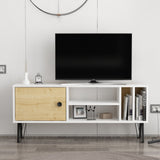 Comodă TV Arven, Diverse culori, Diverse dimensiuni - Alb - Stejar - 120x25x52 cm | SKU: 935CMN2303 | Comodă TV Arven, varianta Alb - Stejar - 120x25x52 cm, produs pentru amenajarea locuinței, disponibil online în România la CasaMob