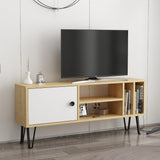 Comodă TV Arven, Diverse culori, Diverse dimensiuni - Stejar - Alb - 120x25x52 cm | SKU: 935CMN2304 | Comodă TV Arven, varianta Stejar - Alb - 120x25x52 cm, produs pentru amenajarea locuinței, disponibil online în România la CasaMob