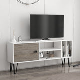 Comodă TV Arven, Diverse culori, Diverse dimensiuni - Alb - Gri închis - 120x25x52 cm | SKU: 935CMN2305 | Comodă TV Arven, varianta Alb - Gri închis - 120x25x52 cm, produs pentru amenajarea locuinței, disponibil online în România la CasaMob